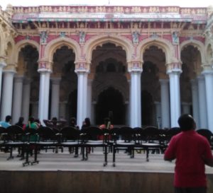 Inside Thirumalai Nayak Mahal with Mr. Mohamed in the right hand corner. It was his first time inside the palace too:)