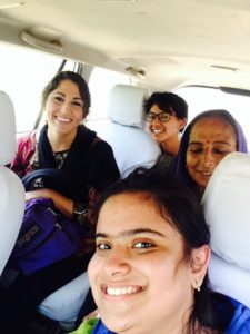 Myself, Zara (front), Urmila (right), and Soumya (back) en route to the villages